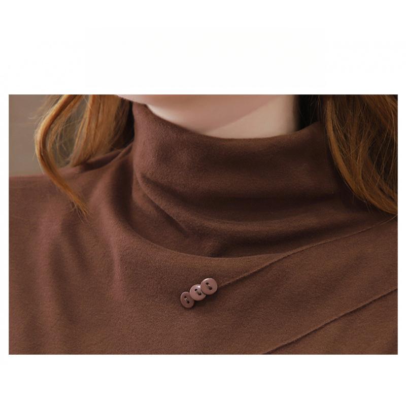 Halbhoher Kragen Mode Einfaches Basisshirt Damen Frühling Herbst Kleidung Enganliegend Langarm T-Shirt Top