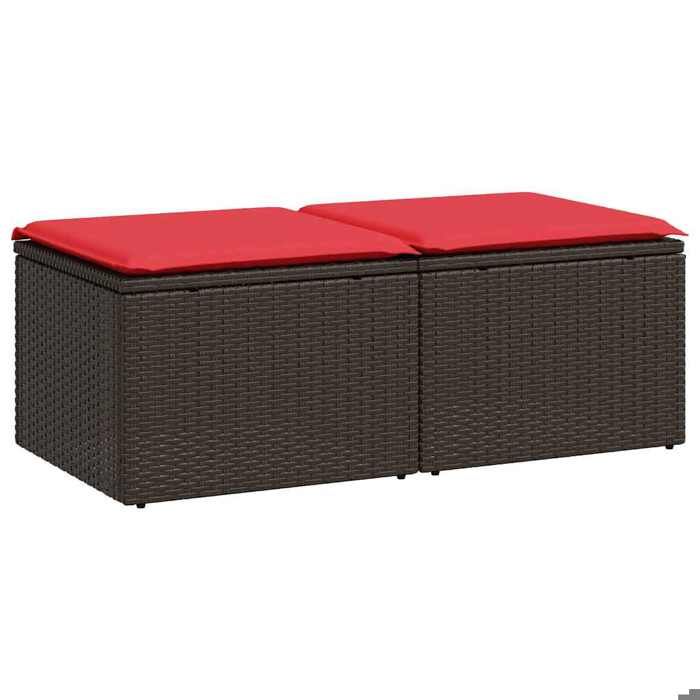 VidaXL Salon de jardin avec coussins 2pcs marron résine tressée acacia, ensemble de canapés d'extérieur, salon de jardin 3328687