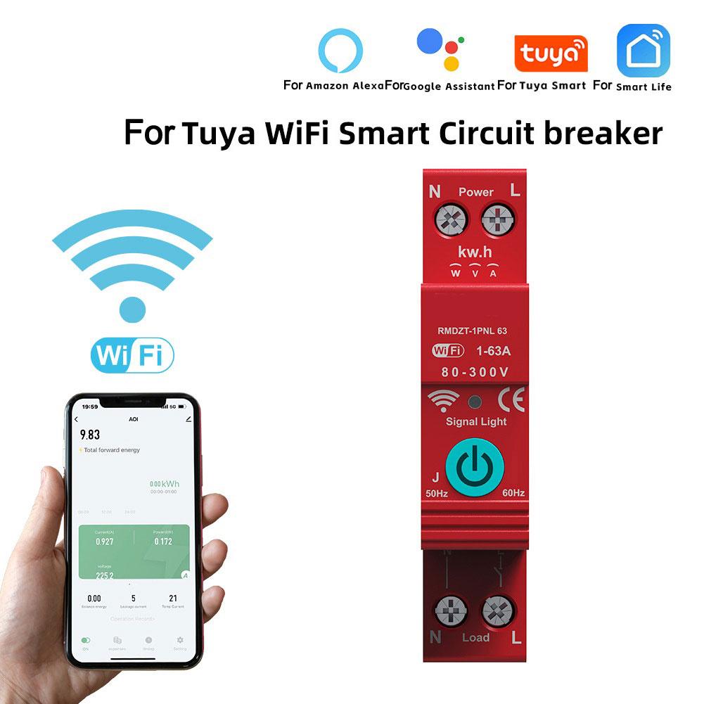 

Для Tuya Розумний WiFi Автоматичний вимикач Перемикач-таймер Фотоелектричний двонаправлений лічильник енергії Захист з автоматичним повторним вмиканням China Mainland