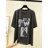 Korean Style Print T-shirt Women Summer round Neck Versatile Short sleeve Top Outer Wear Slimming Cotton Base Quick-Drying Sweatshirts