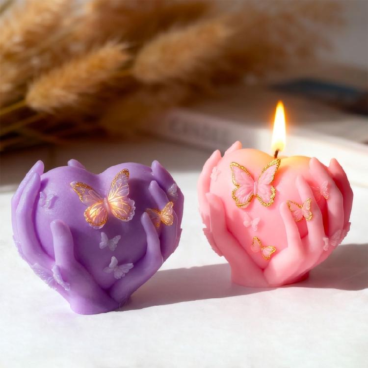 Professional Silicone Candle Mould Set Heart And Butterfly Shape Heat Resistant Food Safe Materials For Art Projects