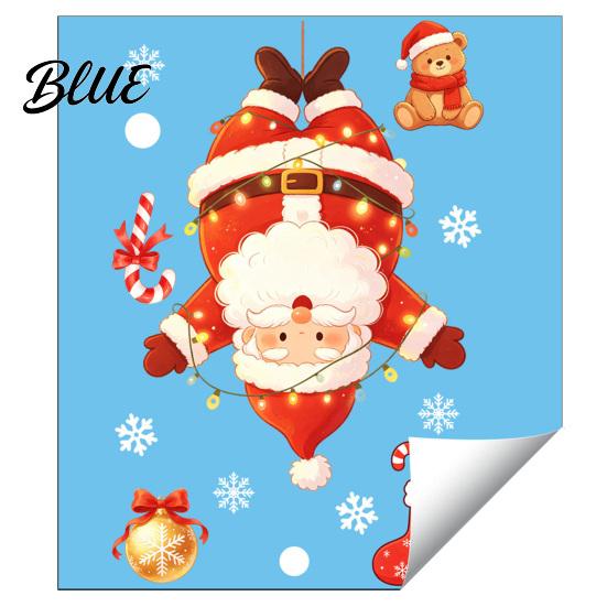 Durable PVC Window Film for Holidays Santa Claus Christmas Static Clings Glass Stickers with Snowflake Bear Decorative Bathroom Bell Patterns,