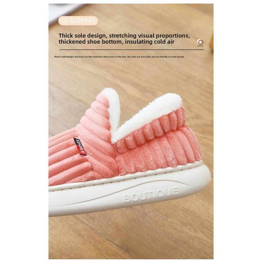Damen Gemütliche Winterhausschuhe mit Plüschfutter - Weiche, Warme und Atmungsaktive Weiße Kunstfellbesätze, Rutschfeste EVA-Sohle Enganliegende Hausschuhe | Geripptes Stoffäußeres