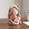 Piggy Bank Cute Girl Change Gift Notion Funds Box for Girls, Women, Desk Pink Rose