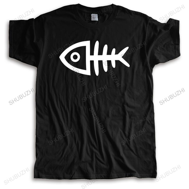 Mens summer cotton brand tshirt loose style t-shirt high quality fashion casual Fishbone print casual teeshirt for him plus size