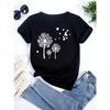 T-shirts Imprimés Pissenlit T-shirt Femme Été T-shirt Graphique Col Rond Harajuku Hauts pour Femmes Streetwear