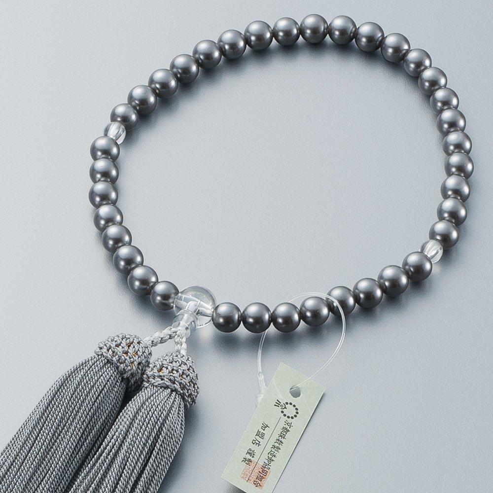 [Takita Buddhist Altar Shop] Women's Buddhist Prayer Beads, 7mm Black Shell Pearl Beads, with Headed Tassel and Prayer Bead Bag, Suitable for All