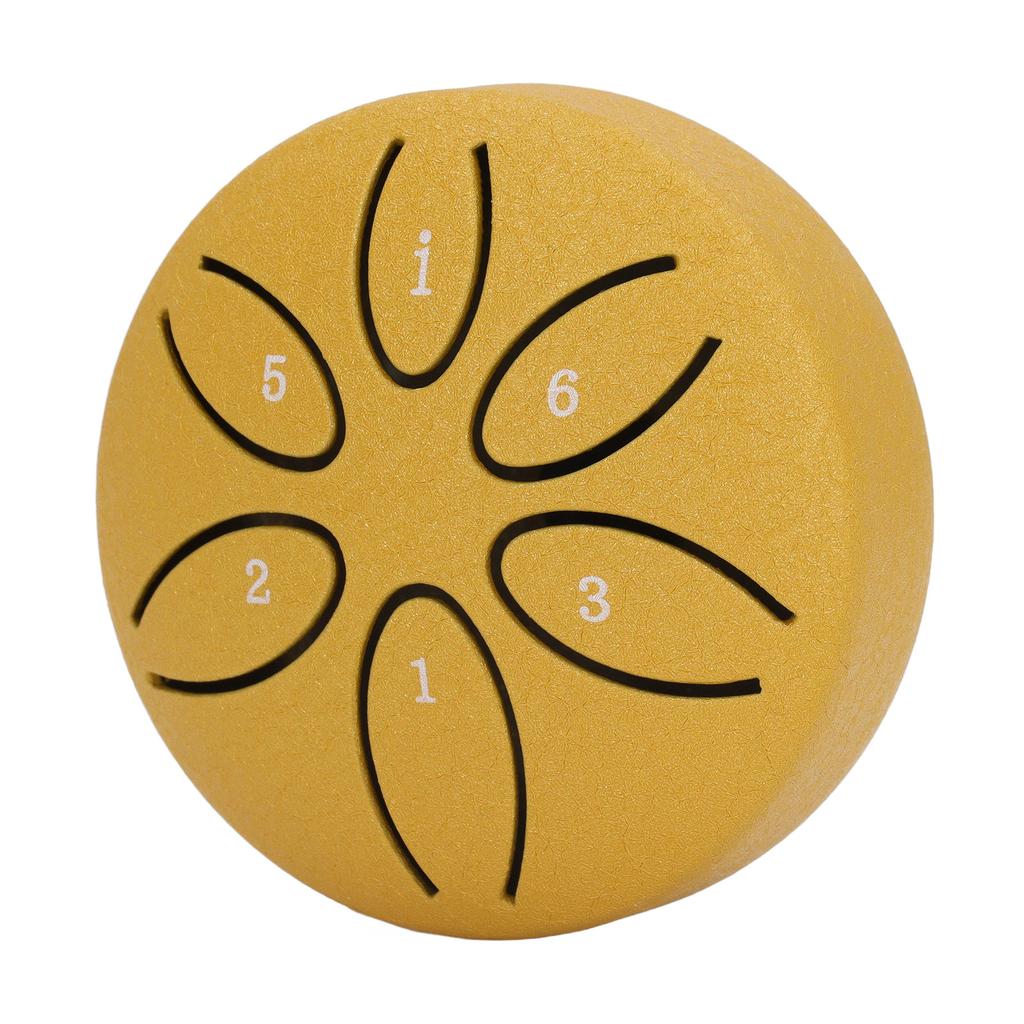 Jazykový buben 3 palce 6 tónů ocelový s 1 ks paličky Mini Handpan buben pro hudební nástroj zlatý