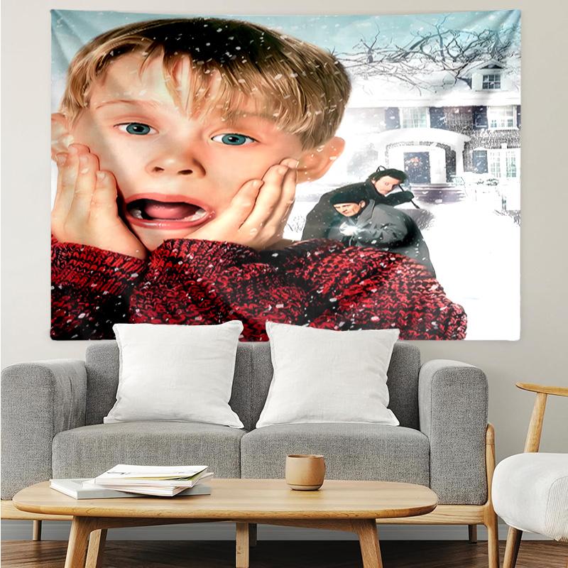Home Alone Tapestry for Bedroom Aesthetic Classroom Tapestries Wall Hanging for Living Room Dorm Office,Ideal Creative Gift
