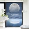 Sea Scenery Moon Landscape Pattern Privacy Window Film Static Clings Stickers Sliding Door Bathroom Window Decor Glass Films
