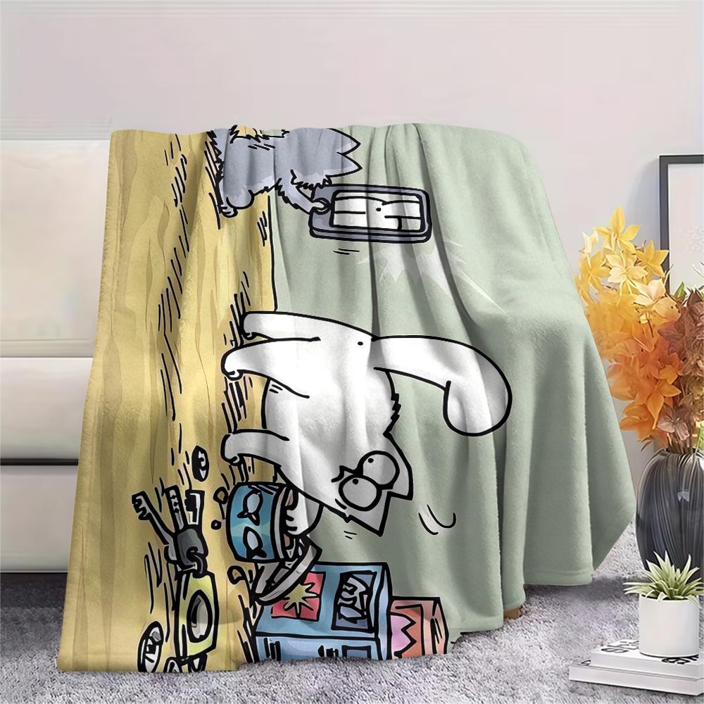 1 Pezzo Coperta in Flanella con Stampa Simon's Cat, Alta qualità Confortevole per Tutte le Stagioni, Decorazione per la Casa, Calore e Comfort, Perfetta per Regali di Natale