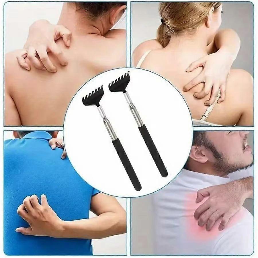 #Compact Retractable Back Scratcher - Portable Stainless Steel Massager for Home Use, Purple Color, Set 1, Anti-Itch Tool