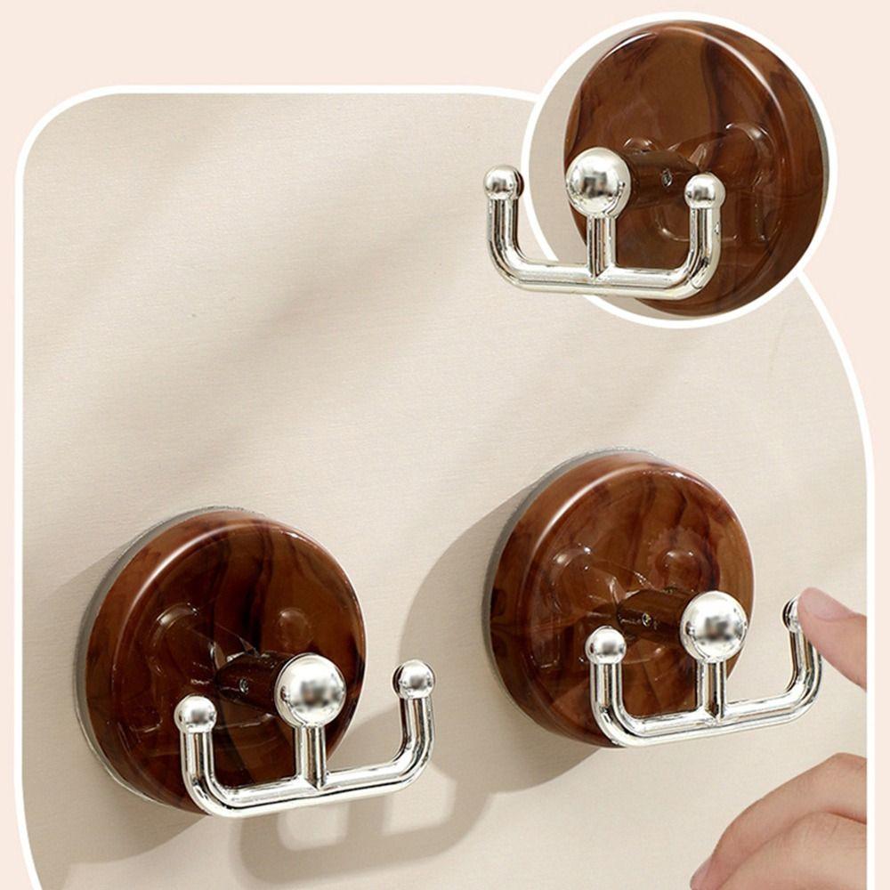 2pcs Multi Purpose Wood Grain Suction Cup Hook No Drill Reusable Wall Hangers Space Saving Organizer Clothes Hook Universal