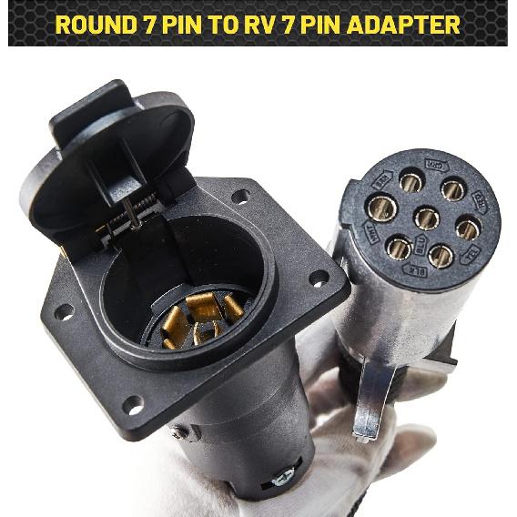 Oyviny 7-Pin Rund auf 7-Pin RV Anhängeradapter mit Montagehalterung, 7-poliger Rund auf 7 RV-Stecker Adapter 14 Zoll Länge