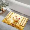 Lucky Cat Golden Coin Atmosphere Floor Mat, Non-Slip Absorbent Machine Washable Rug, Decorative Carpet for Bathroom Bedroom