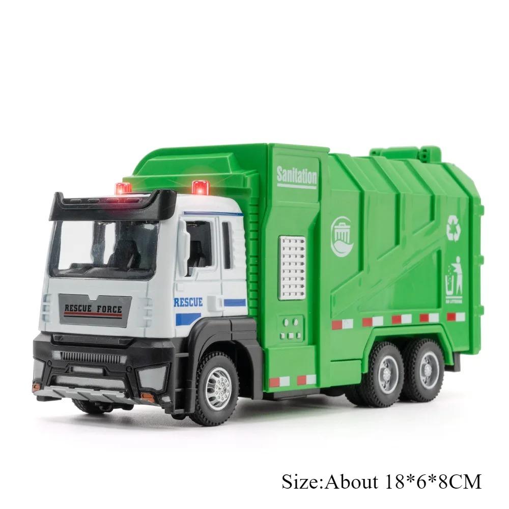 

1:50 Мусоровоз Удлиненный Самосвал Модель Игрушка Звук Свет Оттяжка Двери Открываются Миниатюрные Строительные Машины Коллекция Подарок