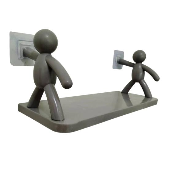 Mini Figures Storage Rack Cartoon Wall-Mounted Organizer Punch-Free Wall Storage Shelf for Kitchen Bathroom Living Room