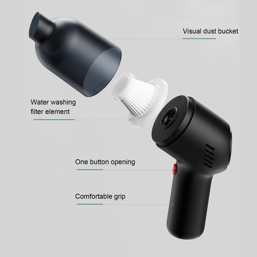 Håndholdt støvsuger, trådløs bilstøvsuger, 120W bærbar støvsuger med oppladbar 1800mAh