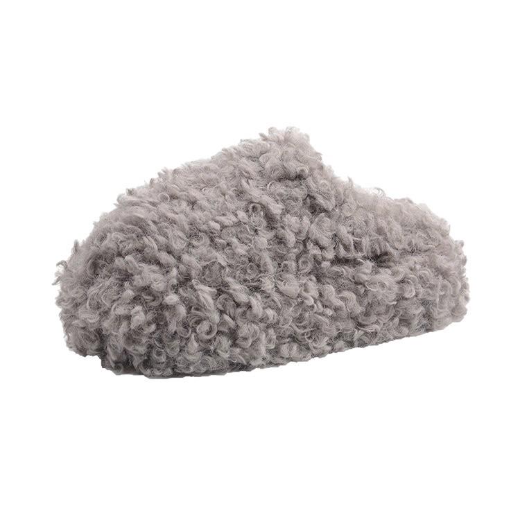 sponge cake thick bottom curly hair plush bag head half slippers women's wear 2025 autumn and winter new warm and heightening cotton slippers