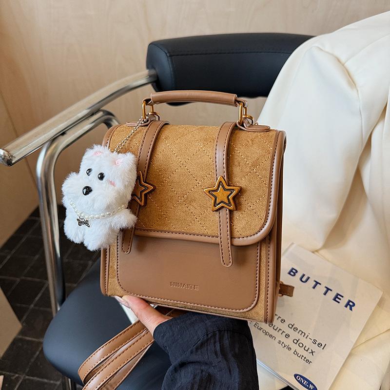 Retro versatile backpack women's niche commuter bag new fashion texture college student small backpack