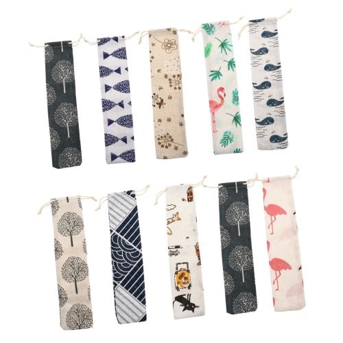 

AUTSUPPL 10-Pack Drawstring Storage Bags, Linen Cutlery Bags, Washable Cotton Travel Pouches for Spoons and Forks