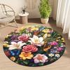 Floral and butterfly retro Flannel-printed round floor mats are slip-resistant Suitable for room bedroom terrace garden carpets