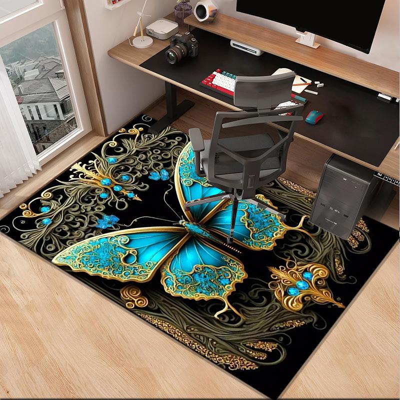 Purple Butterfly Garden Office Rug Chair Mat, Entryway Carpet, Suitable for Front Door, Bedroom, Living Room, Desk, Holiday Gift