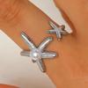 Stainless Steel Star Moon Shell Starfish Open Rings for Women Men Bohe Holiday Waterproof Rings Beach Party Jewelry Accessories