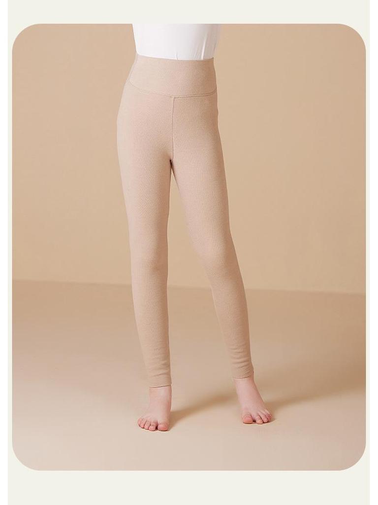 Kids' Fleece Leggings: High-Waisted, Tummy-Tucking, Double-Brushed, Thermal Pants for Autumn/Winter