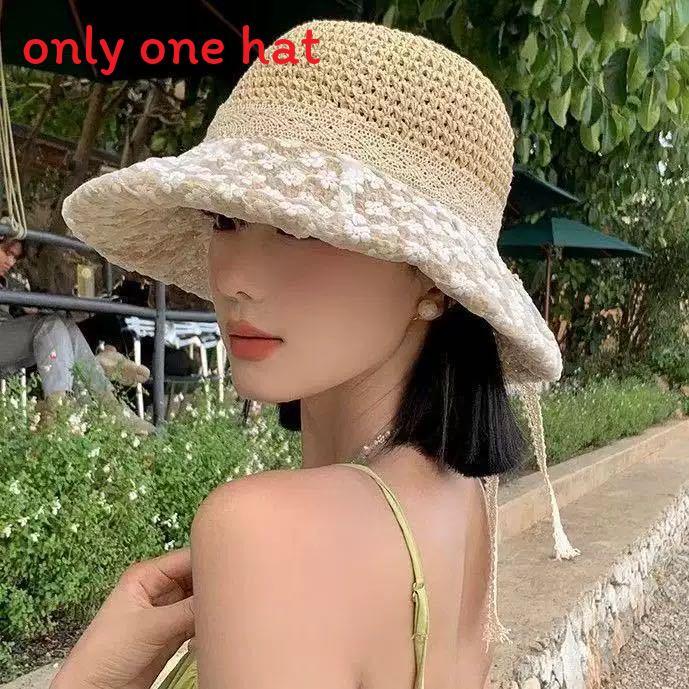 

Натуральный стиль шляпа от солнца для женщин с широкими полями и дышащим материалом для летних путешествий и защиты от солнца Flower Beige