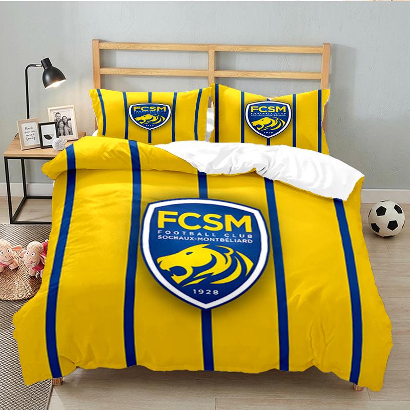 3PCS Fcsm Football Club Emblem Bedding set,Ideal for1pc Duvet Cover And 2pcs Pillowcases Perfect for Christmas gift,Ideal for Bedroom, Dormitory