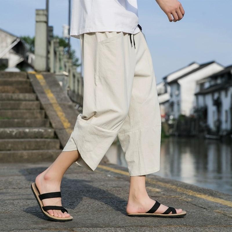

Outdoor Casual Pants For Men Solid Color Slim-Fit Large Pocket Nine-Point Pants High Quality Casual Pants For Men S хаки