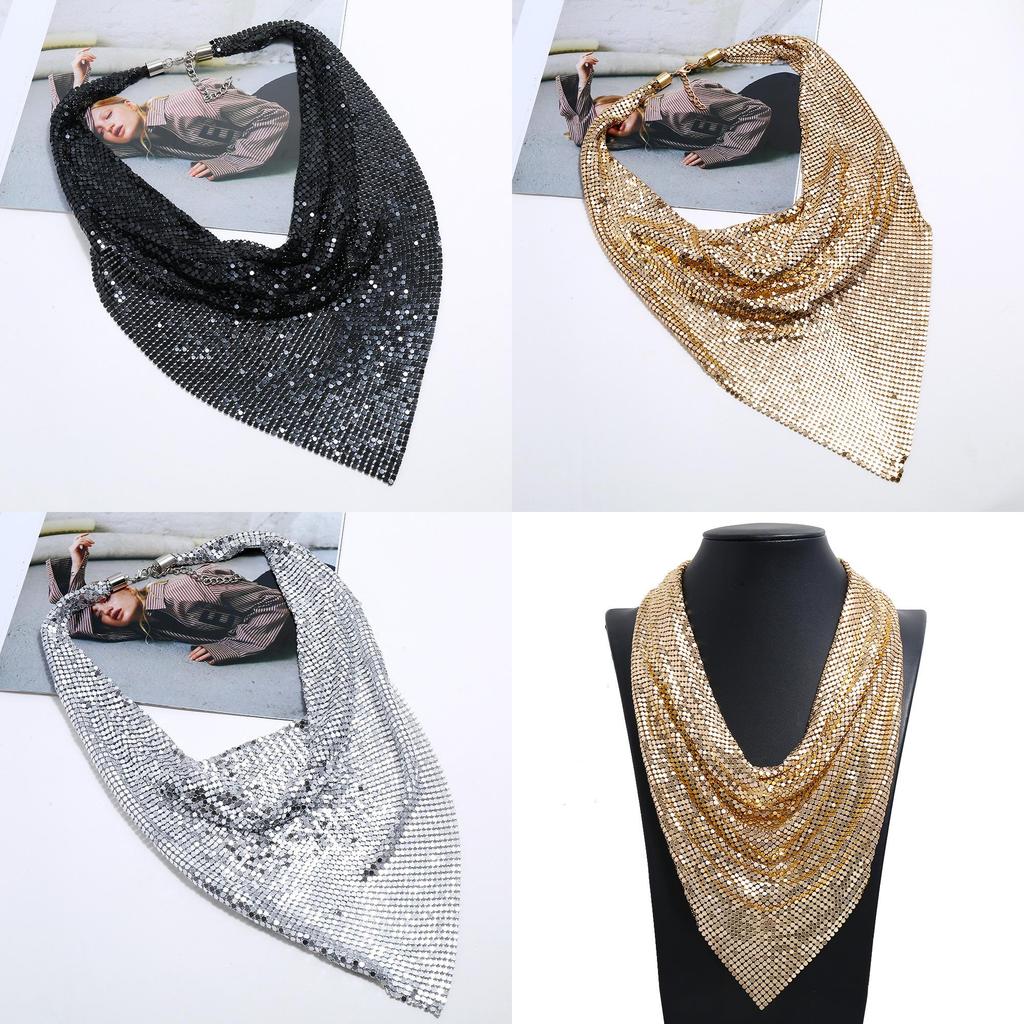 Scarf Mesh Sequin Collar Fish Scale Necklace Clothing Accessories Women For