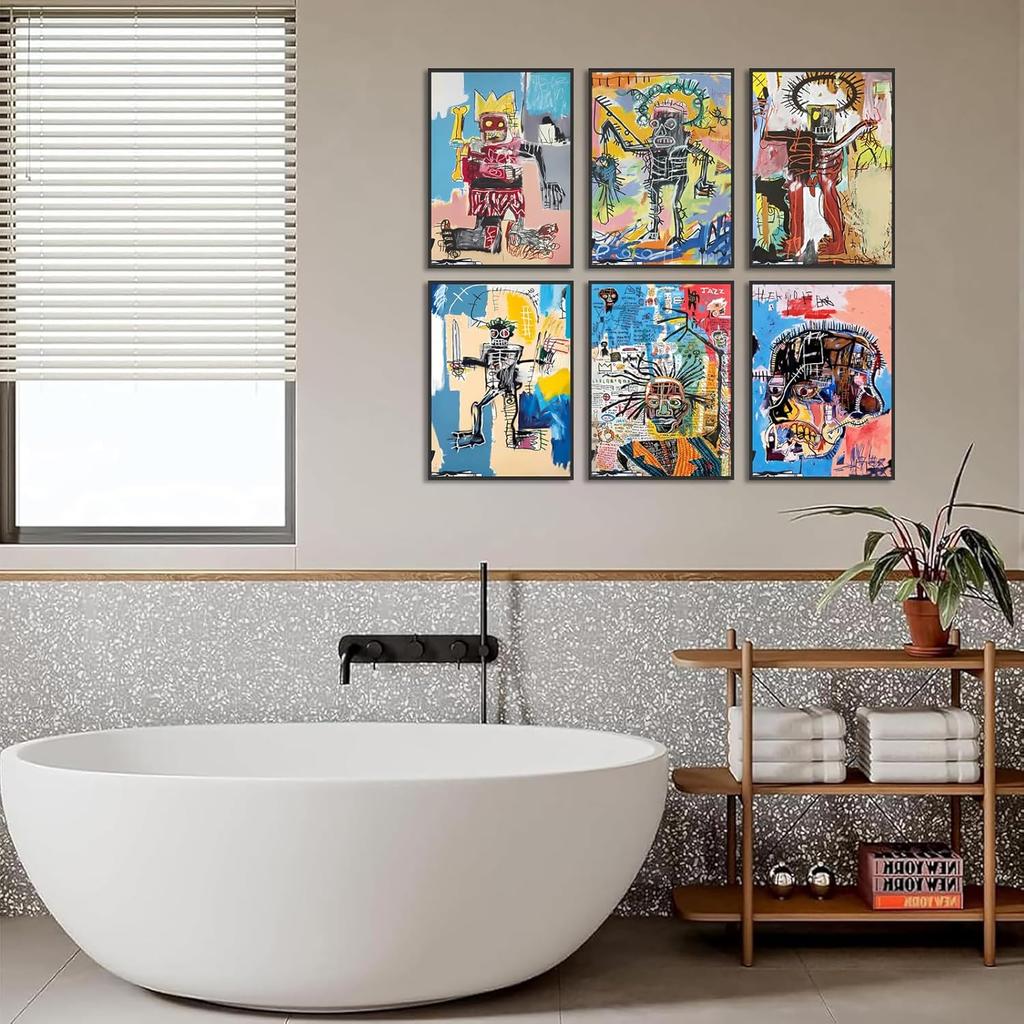 6 Pcs Street Graffiti Wall Art Modern Abstract Poster Prints Wall Decor Artist colorful Print Canvas Painting Artwork for Living Room Bedroom