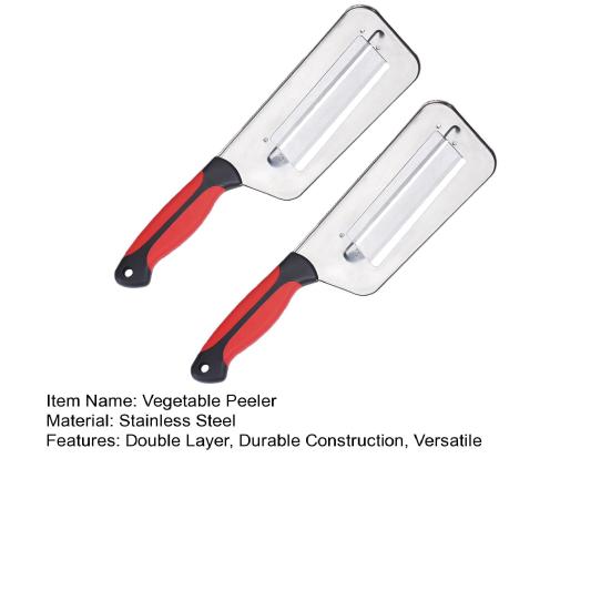 2Pcs Stainless Steel Vegetable Peeler Double Layer Slicer Ergonomic Design