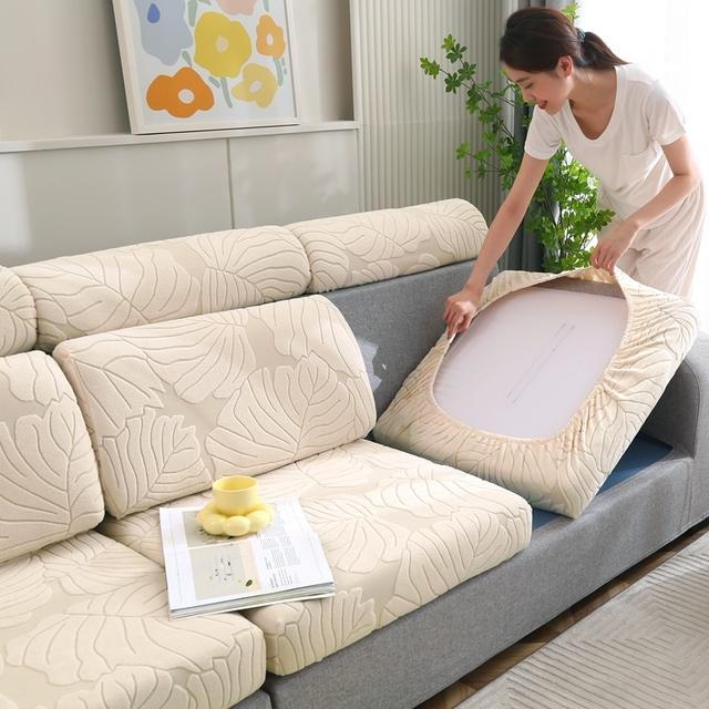 

Thick Plush String Jacquard Stretch Covers Used For Sofa Seat Cushion Cushion Slipcover Used For L Shape Chaselong Cushion Soft Keep Warm S-HEAD(1pc)
