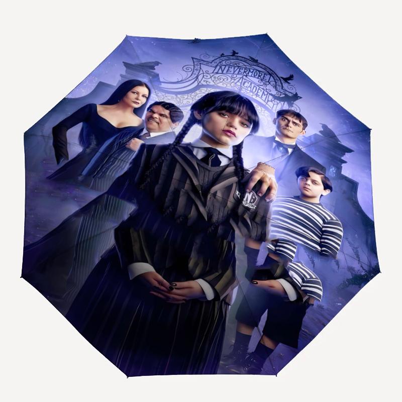 1pc Addams Family Wednesday4 Umbrella, Sun Protection, And UV Shielding. It Has Eight Sturdy Ribs for Outdoor Use And Perfect Gift