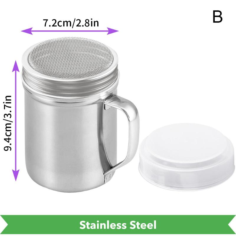 Stainless Steel Shaker Powdered Sugar Shaker Duster With Handle Shakers Fine Mesh Pepper Shakers Salt Pepper Dredges Shakers B