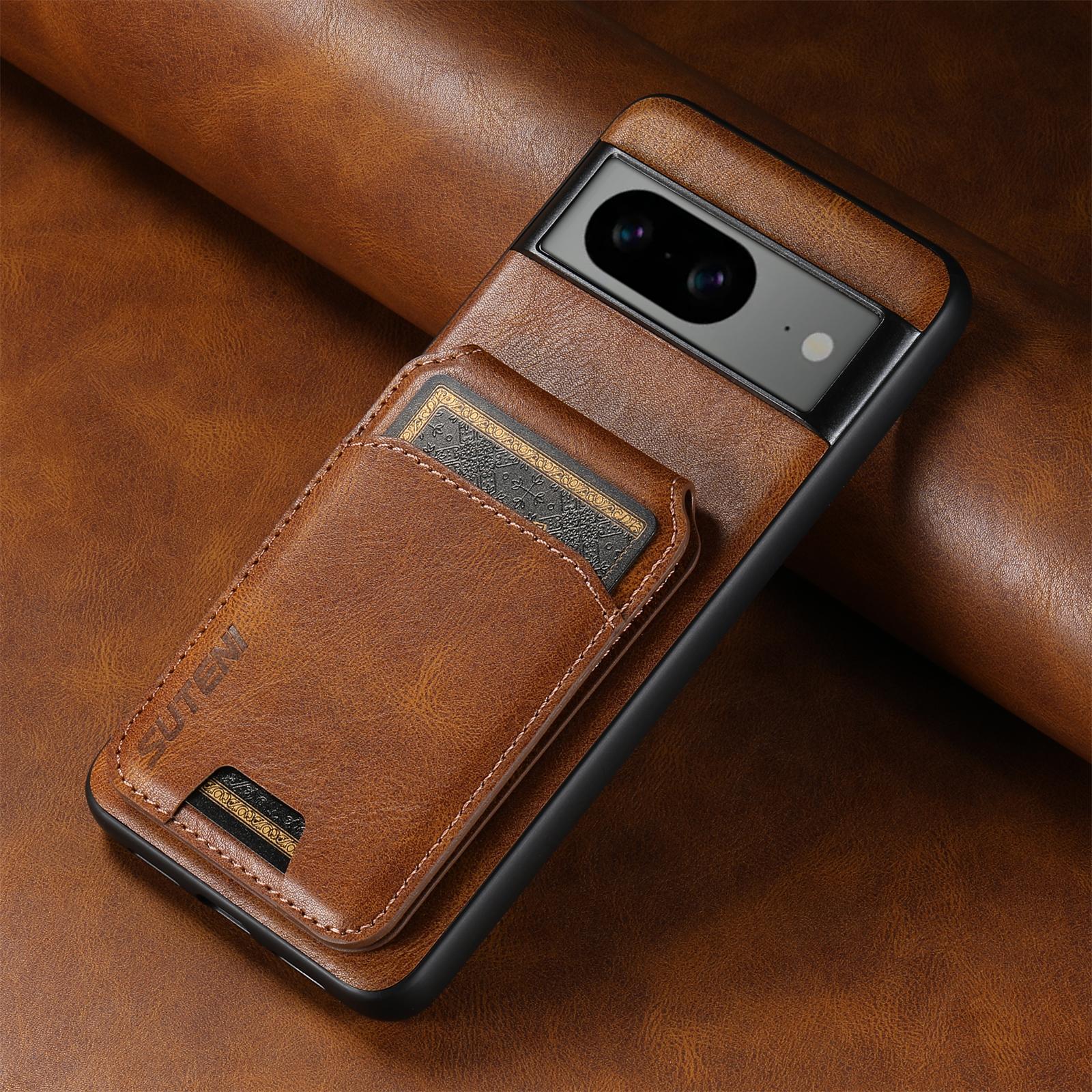 

Card Holder Leather Pocket Wallet Phone Case Stand for Google Pixel 8A 8Pro 7 7Pro 7A 6 6Pro 6A Pixel 8Pro коричневый