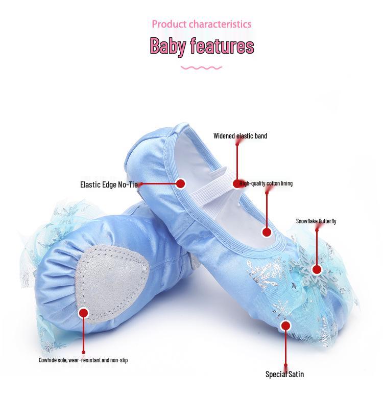 Girls' Princess Ballet Shoes - Soft Sole Dance Shoes for Chinese Dance & Body Training, Cat Paw Design (Style 8009)