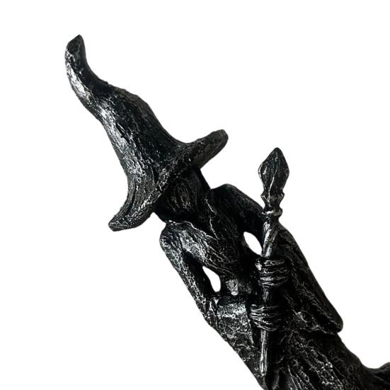 Witch Statue, Gothic Halloween Resin Witch Figurine, Dark Fantasy Ornament for Desktop, Bookshelf, Home, Office Decor