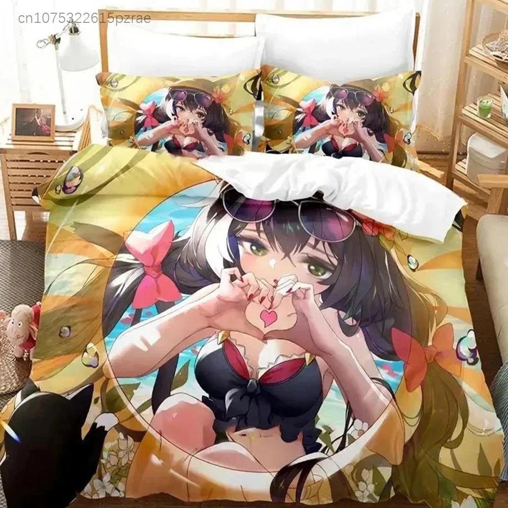 Anime Game Princess Connect! ReDive Bedding Set Duvet Cover Bed Set Quilt Cover Pillowcase Comforter King Queen Sizes Boys Adult