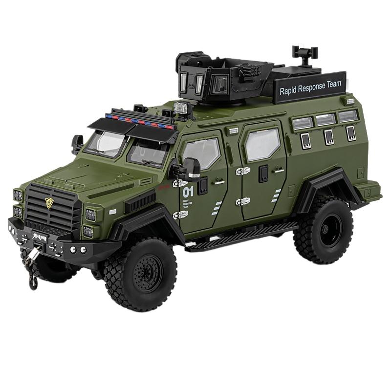 1/32 Aleación Espada Dientes de Tigre A Prueba de Explosiones Modelo de Coche Fundición a Presión Policía Blindado Vehículos Todoterreno Modelo de Coche Sonido Luz Juguete Regalo
