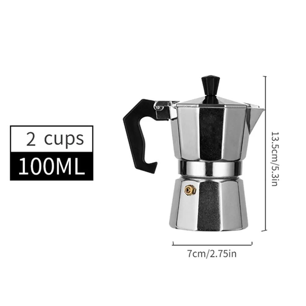 Moka Pot Classic Italian Café Brewing Tools Espresso Maker 50/100/150/300/450ml Alluminio Accessori per caffè Macchina per caffè italiano