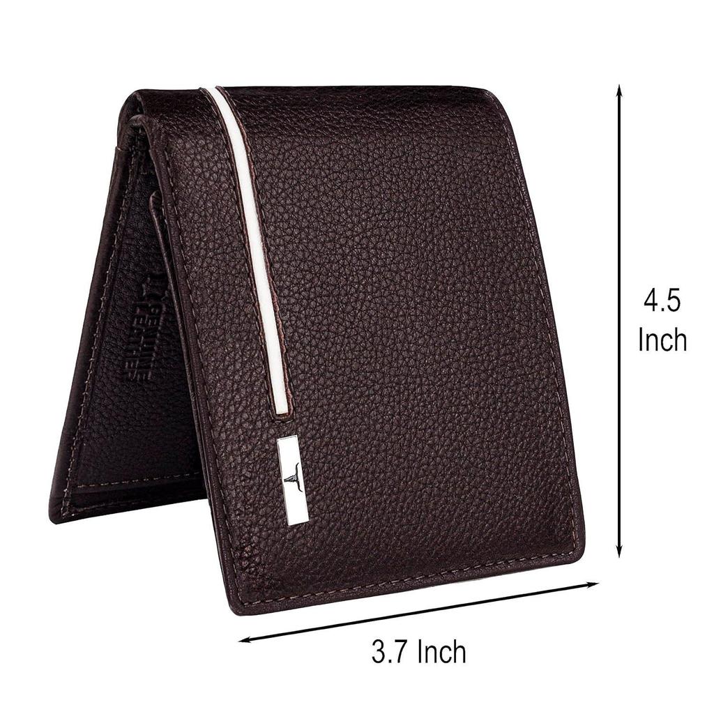 Hirschburgund/Weißes Lederportemonnaie für Herren