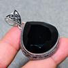 Lab Created Black Spinel Vintage Pendant 2.1" Silver Tone Gemstone Jewelry Gifts