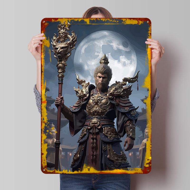 

Monkey King With Staff Tinplate Poster Customized Wall Art Vintage Retro Metal Signs for Mancave Decoration Room Desk Decor Home 7.9x11.8In(20x30cm)