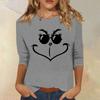 3/4 Sleeve Tops For Women T-Shirt Casual Christmas Print Tops T Shirt Round Neck Pullover Blouse