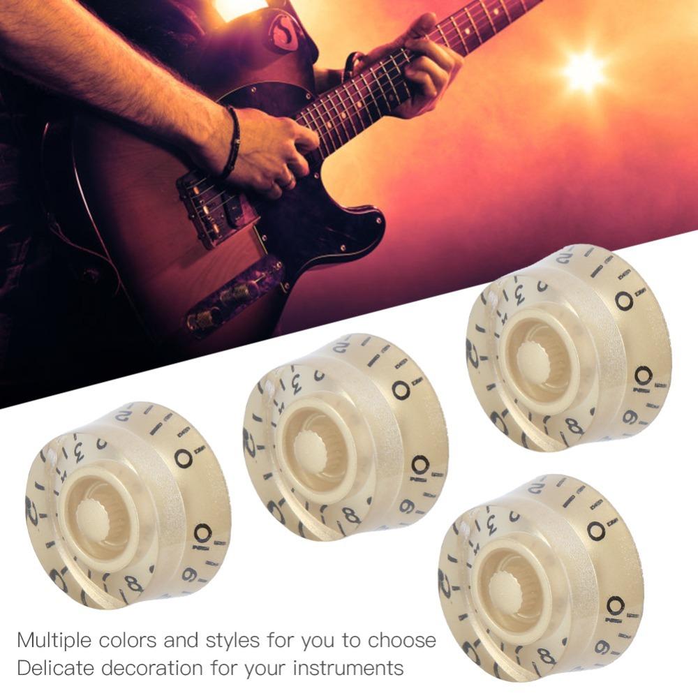 4PCS Easy Grip Electric Guitar Knobs Acrylic Material Tone Control Knobs Electric Guitar Black on gold