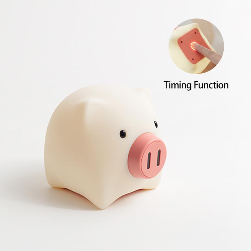 Niedliches Schwein Nachtlicht Haustier Silikon Nachtlampe Wiederaufladbare Warme Lampe Zeitgesteuerte Abschaltung Raumdekoration Kindernachtlicht Geschenk